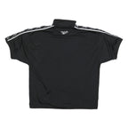 REEBOK Mens Black & White Track Jacket L Polyester Blend Zip Short Sleeve