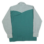 Mens Green & White Check Pattern Cotton Blend Shirt L Long Sleeve Pocket Button