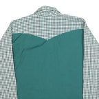 Mens Green & White Check Pattern Cotton Blend Shirt L Long Sleeve Pocket Button