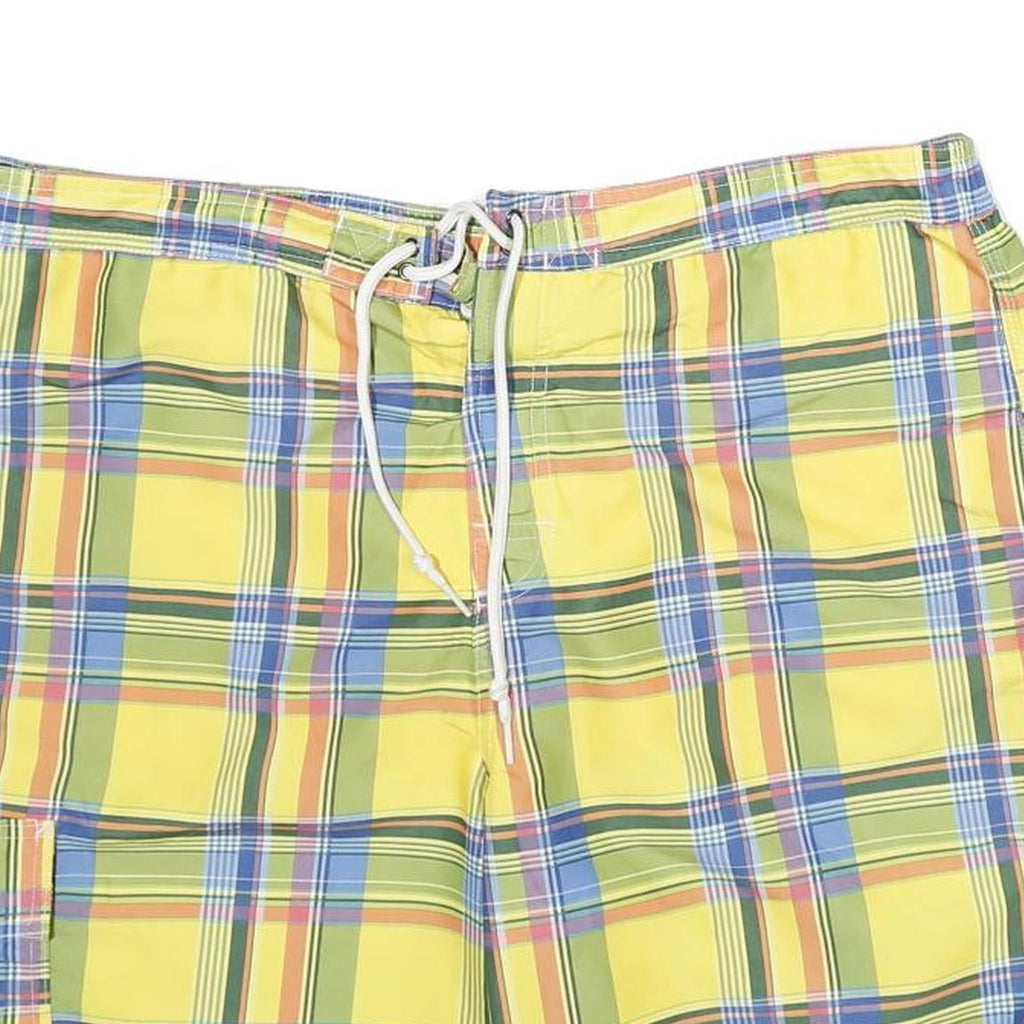 CHAPS Mens Yellow Check Casual Shorts XL W38 Summer Beachwear