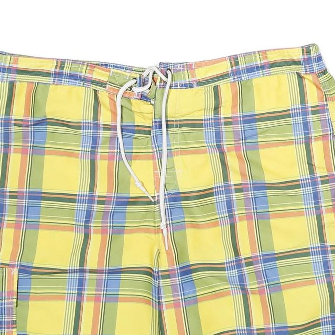 CHAPS Mens Yellow Check Casual Shorts XL W38 Summer Beachwear