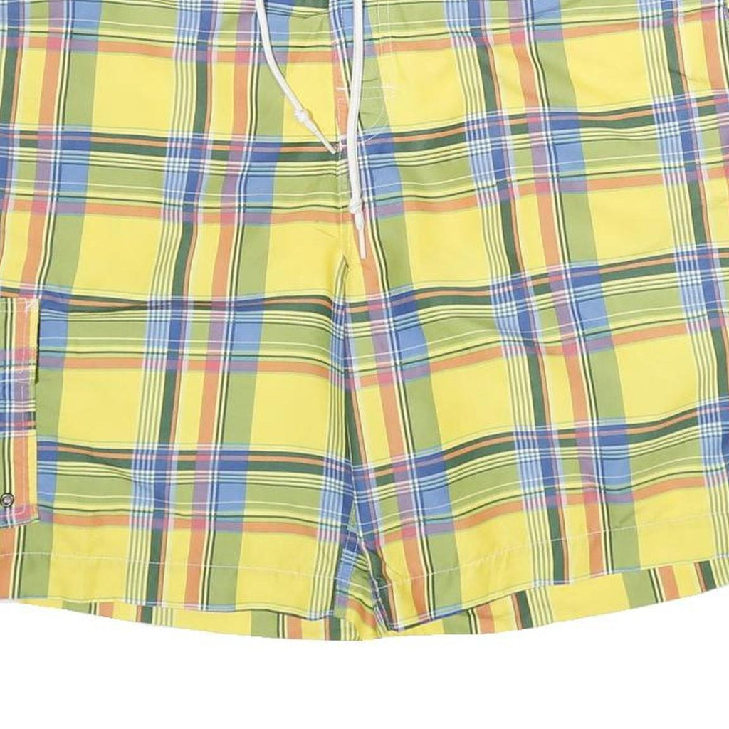 CHAPS Mens Yellow Check Casual Shorts XL W38 Summer Beachwear