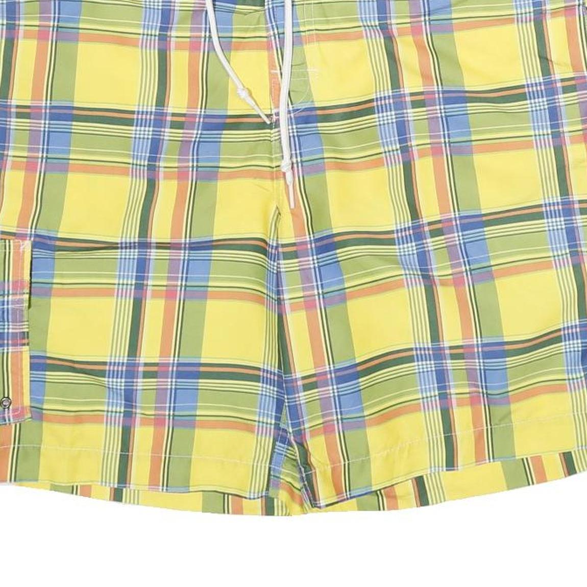 CHAPS Mens Yellow Check Casual Shorts XL W38 Summer Beachwear