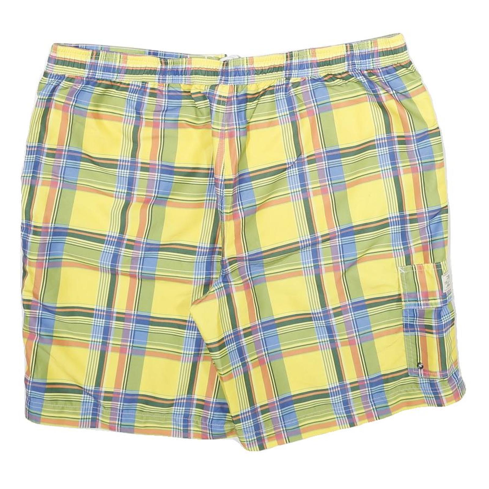 CHAPS Mens Yellow Check Casual Shorts XL W38 Summer Beachwear