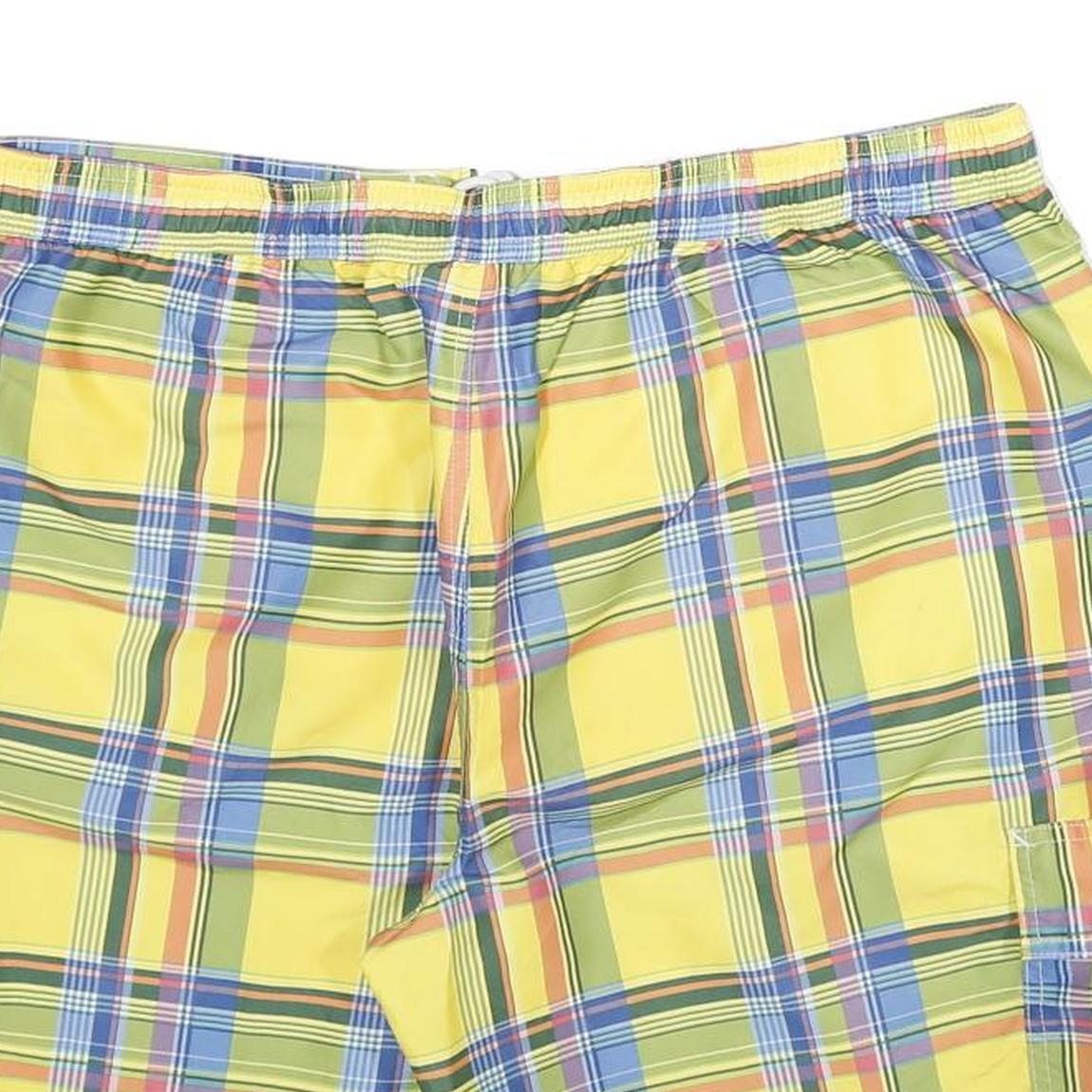 CHAPS Mens Yellow Check Casual Shorts XL W38 Summer Beachwear