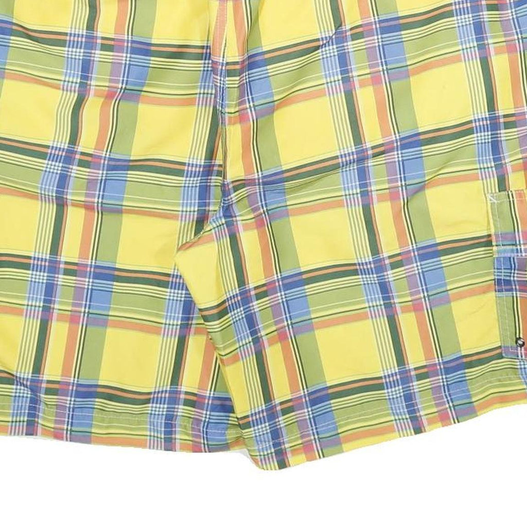 CHAPS Mens Yellow Check Casual Shorts XL W38 Summer Beachwear