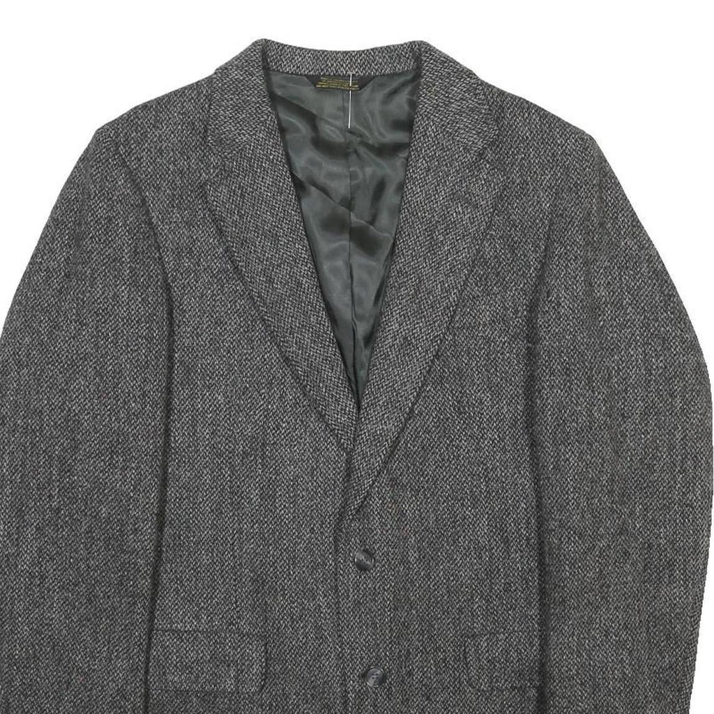 HARRIS TWEED Mens Grey Wool Classic Jacket M Tweed Button Closure Tailored