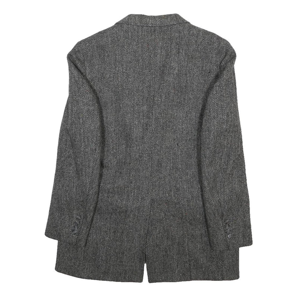 HARRIS TWEED Mens Grey Wool Classic Jacket M Tweed Button Closure Tailored