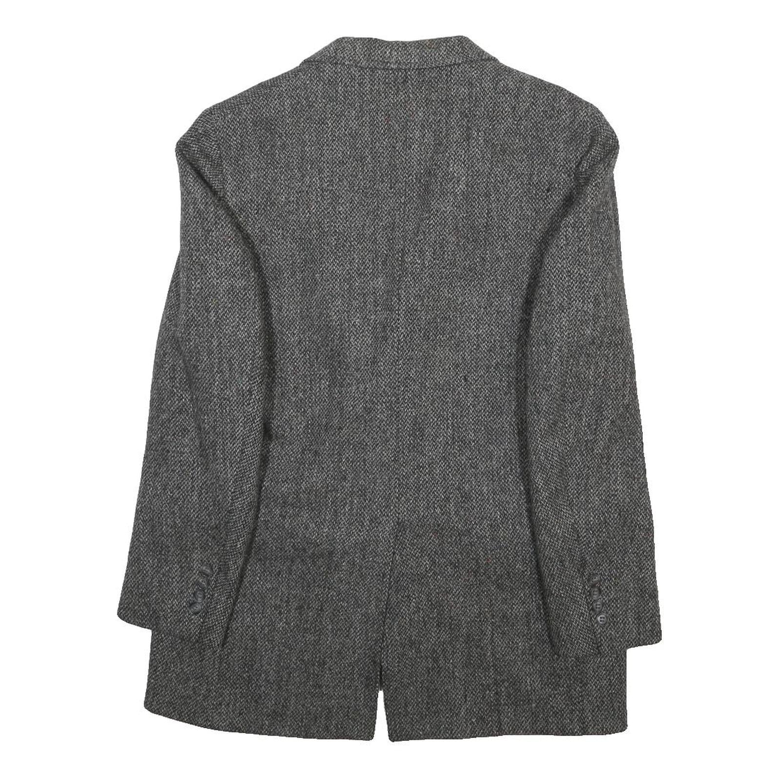 HARRIS TWEED Mens Grey Wool Classic Jacket M Tweed Button Closure Tailored