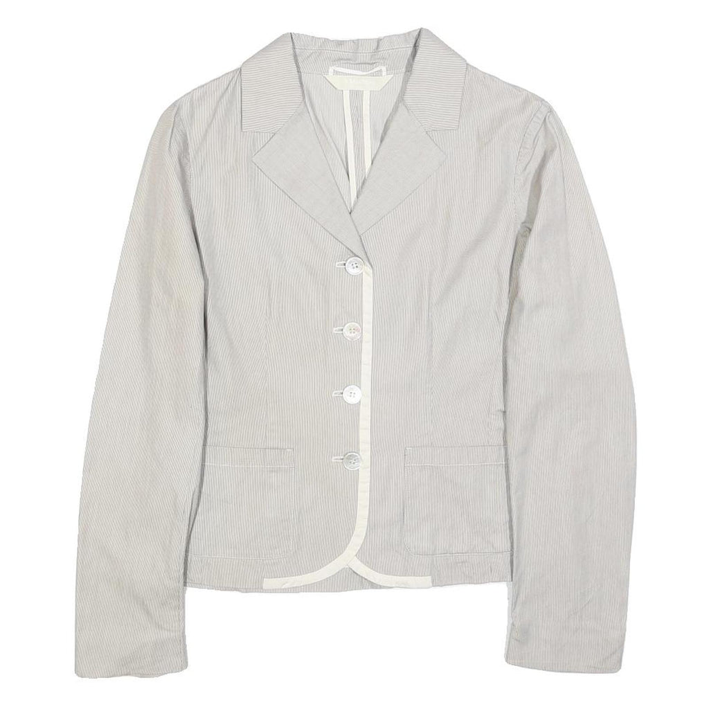 S MAX MARA Womens Grey Cotton Blend Jacket UK 10 Button Closure Classic Fit
