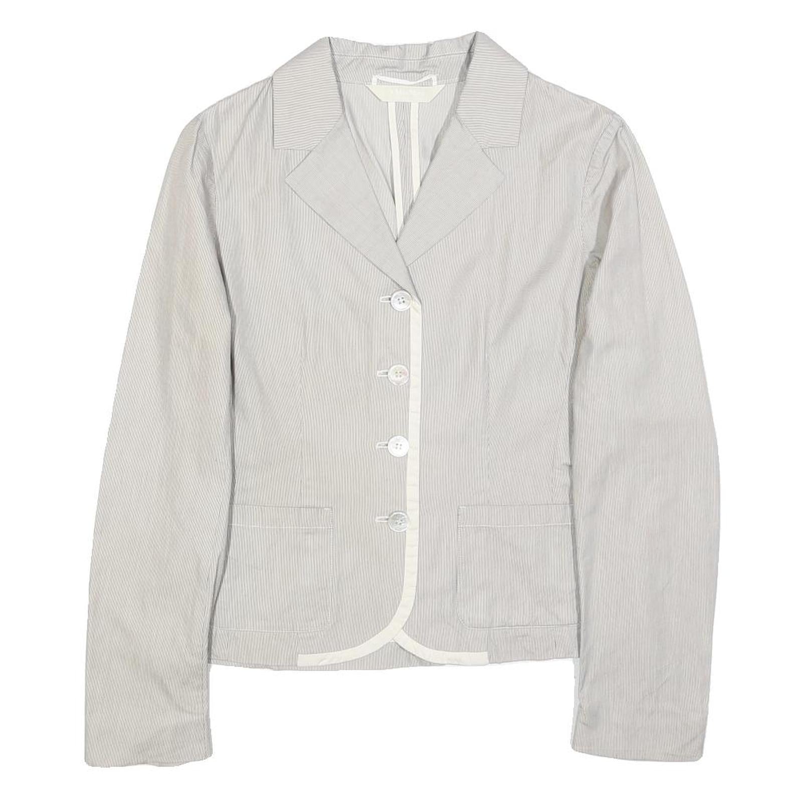 S MAX MARA Womens Grey Cotton Blend Jacket UK 10 Button Closure Classic Fit