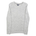 TOMMY HILFIGER Womens Grey Cable Knit Cotton Blend Jumper Crew Neck XS Soft Warm