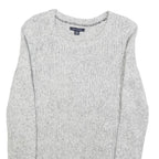 TOMMY HILFIGER Womens Grey Cable Knit Cotton Blend Jumper Crew Neck XS Soft Warm