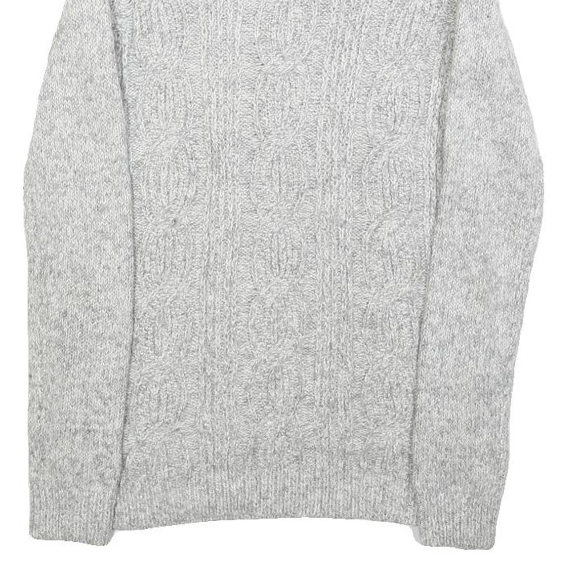 TOMMY HILFIGER Womens Grey Cable Knit Cotton Blend Jumper Crew Neck XS Soft Warm