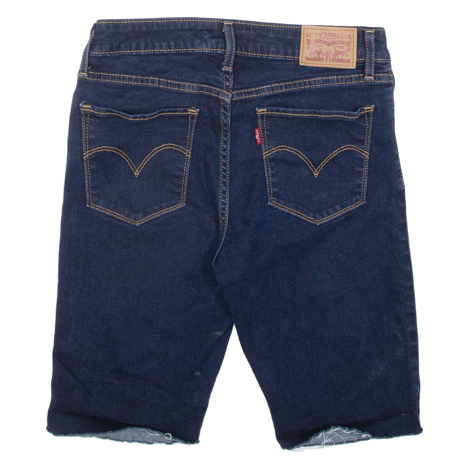 ADIDAS Womens Denim Shorts Blue Slim S W28