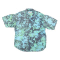 STRAIGHT DOWN Mens Blue & Green Cotton Blend XL Shirt Casual Short Sleeve