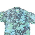 STRAIGHT DOWN Mens Blue & Green Cotton Blend XL Shirt Casual Short Sleeve