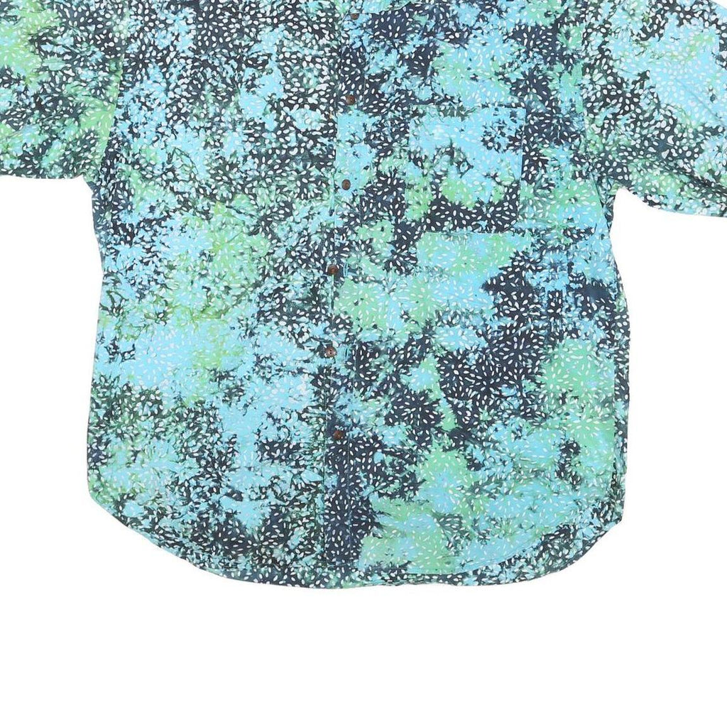 STRAIGHT DOWN Mens Blue & Green Cotton Blend XL Shirt Casual Short Sleeve