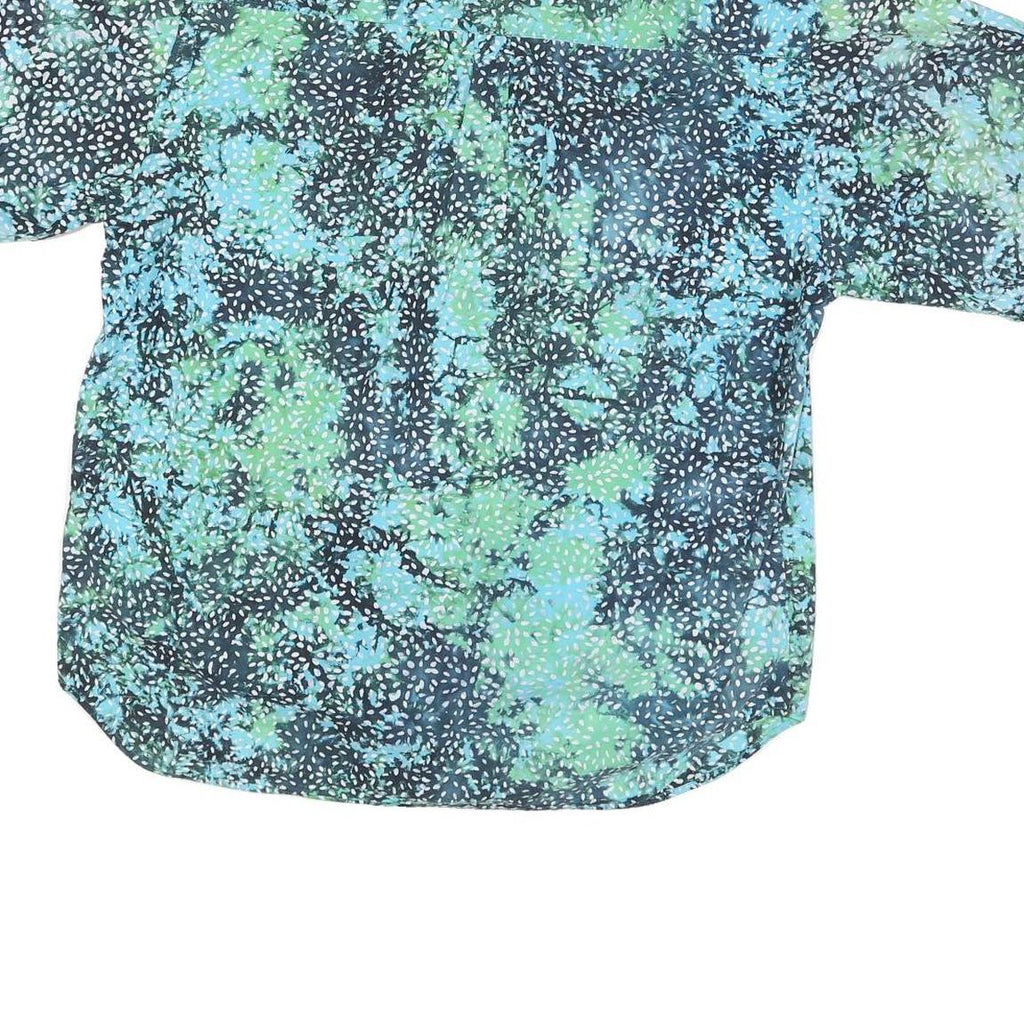 STRAIGHT DOWN Mens Blue & Green Cotton Blend XL Shirt Casual Short Sleeve