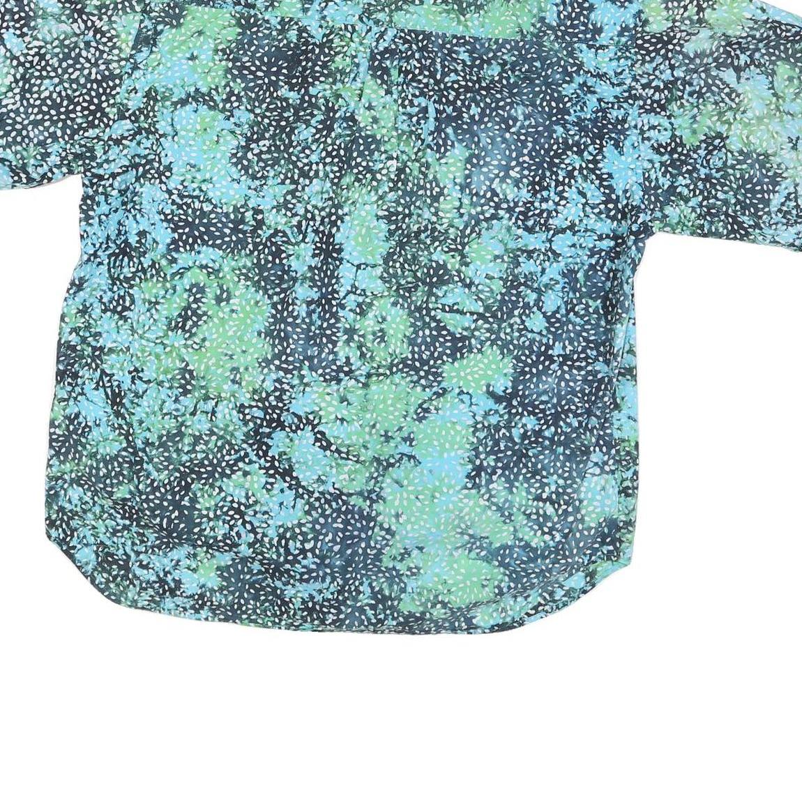 STRAIGHT DOWN Mens Blue & Green Cotton Blend XL Shirt Casual Short Sleeve