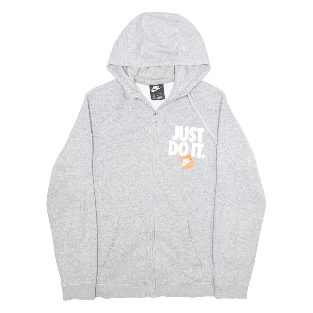 NIKE Mens Grey Just Do It Full Zip Hoodie M Casual Sportswear Cotton Blend