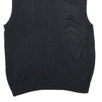 TRUST Mens Black Argyle Pattern V-Neck Chunky Knit XL Sleeveless Jumper Vest