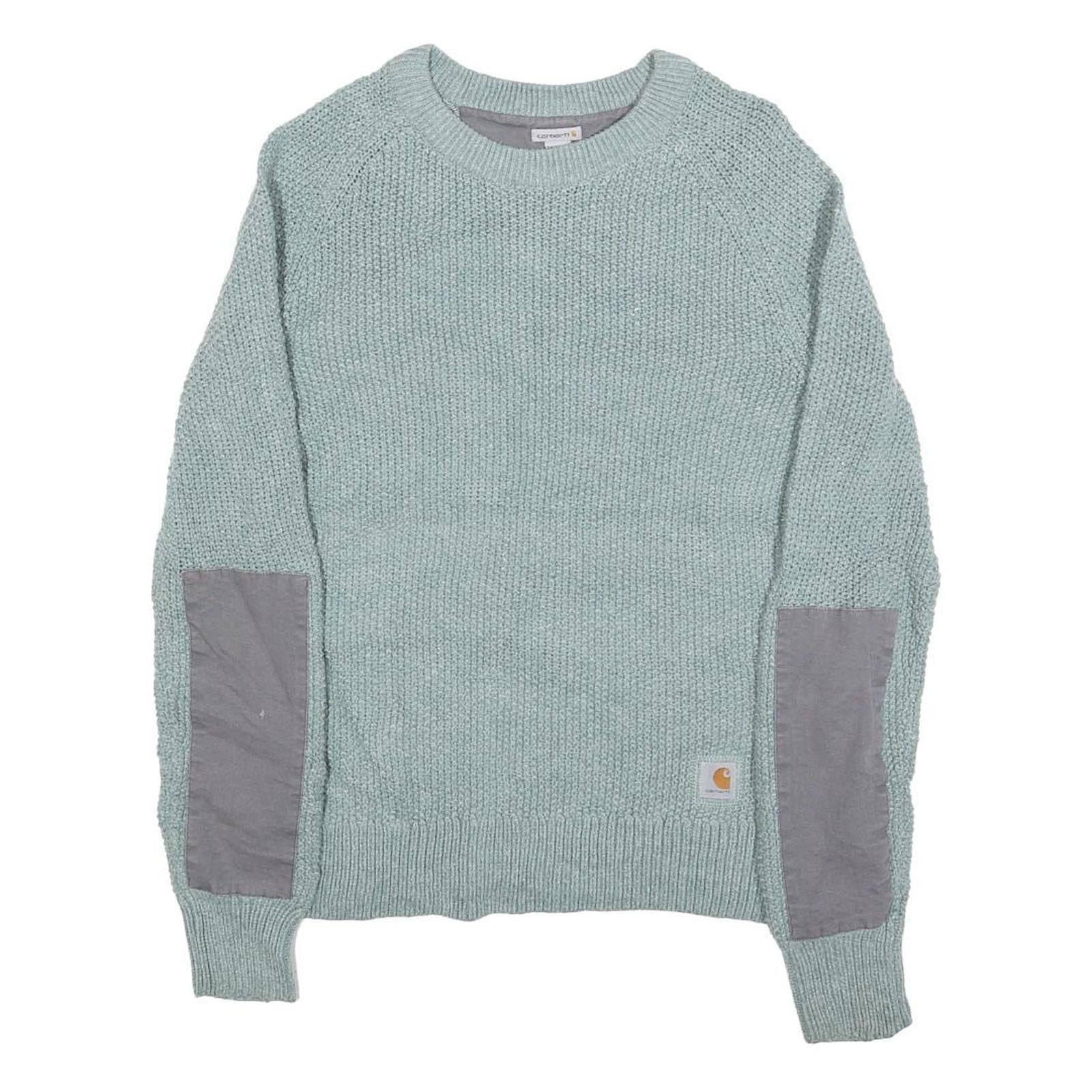 CARHARTT Womens Blue Patterned Jumper Crew Neck Basic Knit M Cotton Blend Casual
