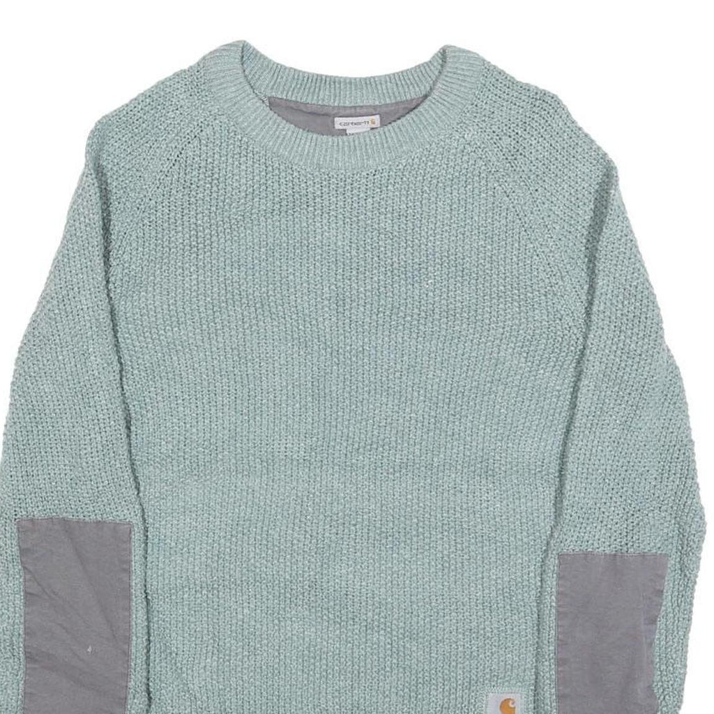 CARHARTT Womens Blue Patterned Jumper Crew Neck Basic Knit M Cotton Blend Casual