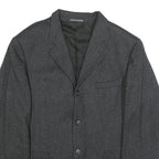 BALLY Mens Grey Herringbone Wool Blend Classic Jacket XL Button Formal Outerwear