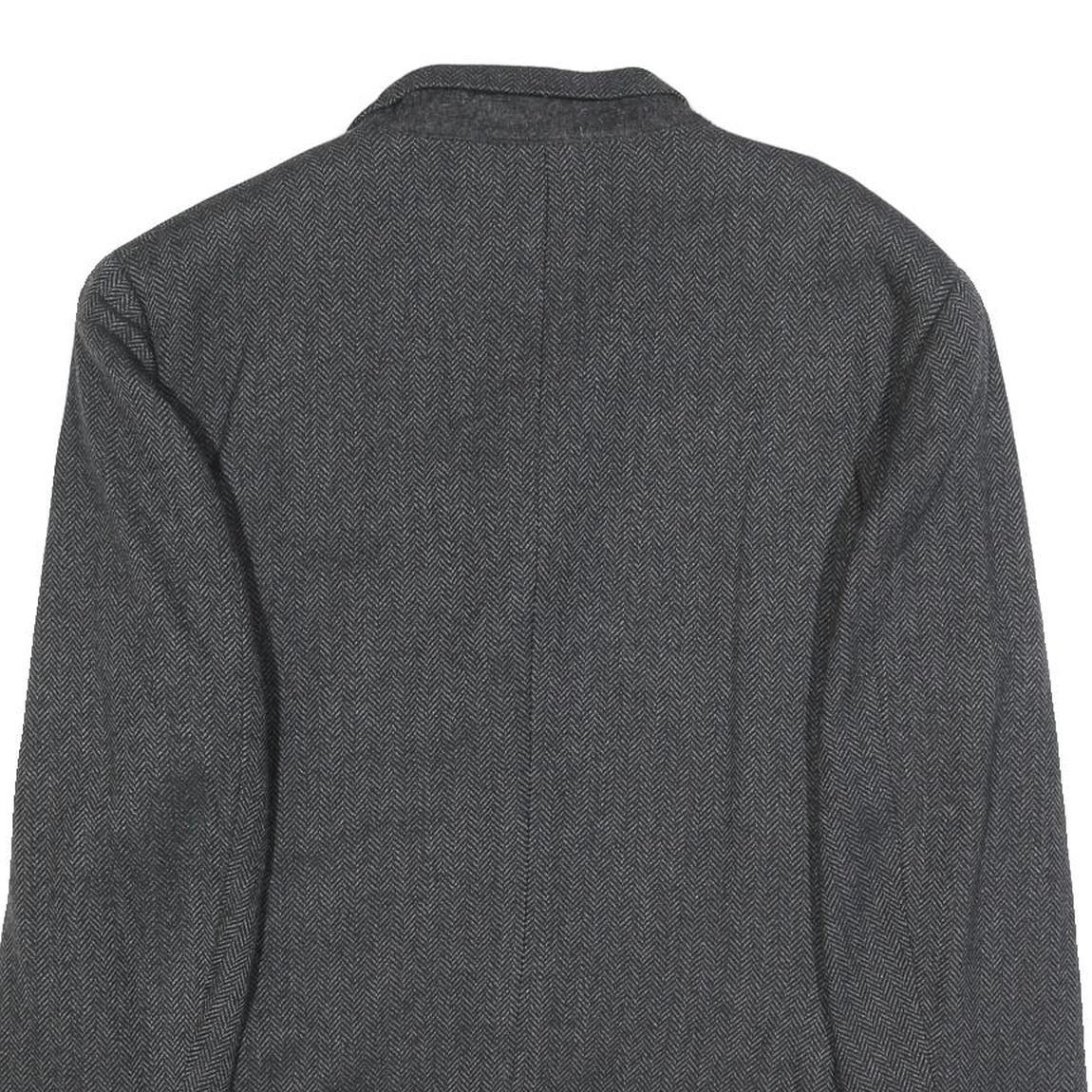 BALLY Mens Grey Herringbone Wool Blend Classic Jacket XL Button Formal Outerwear