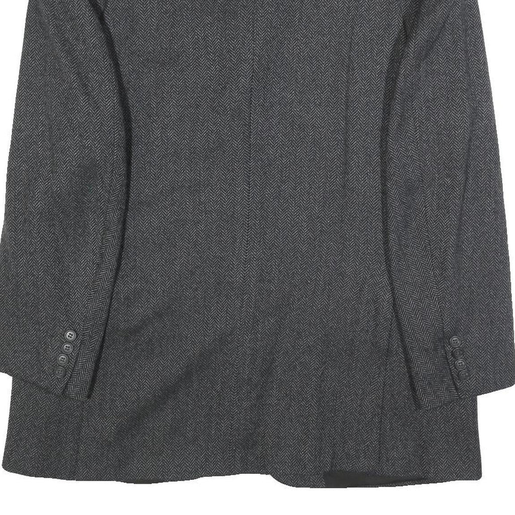BALLY Mens Grey Herringbone Wool Blend Classic Jacket XL Button Formal Outerwear