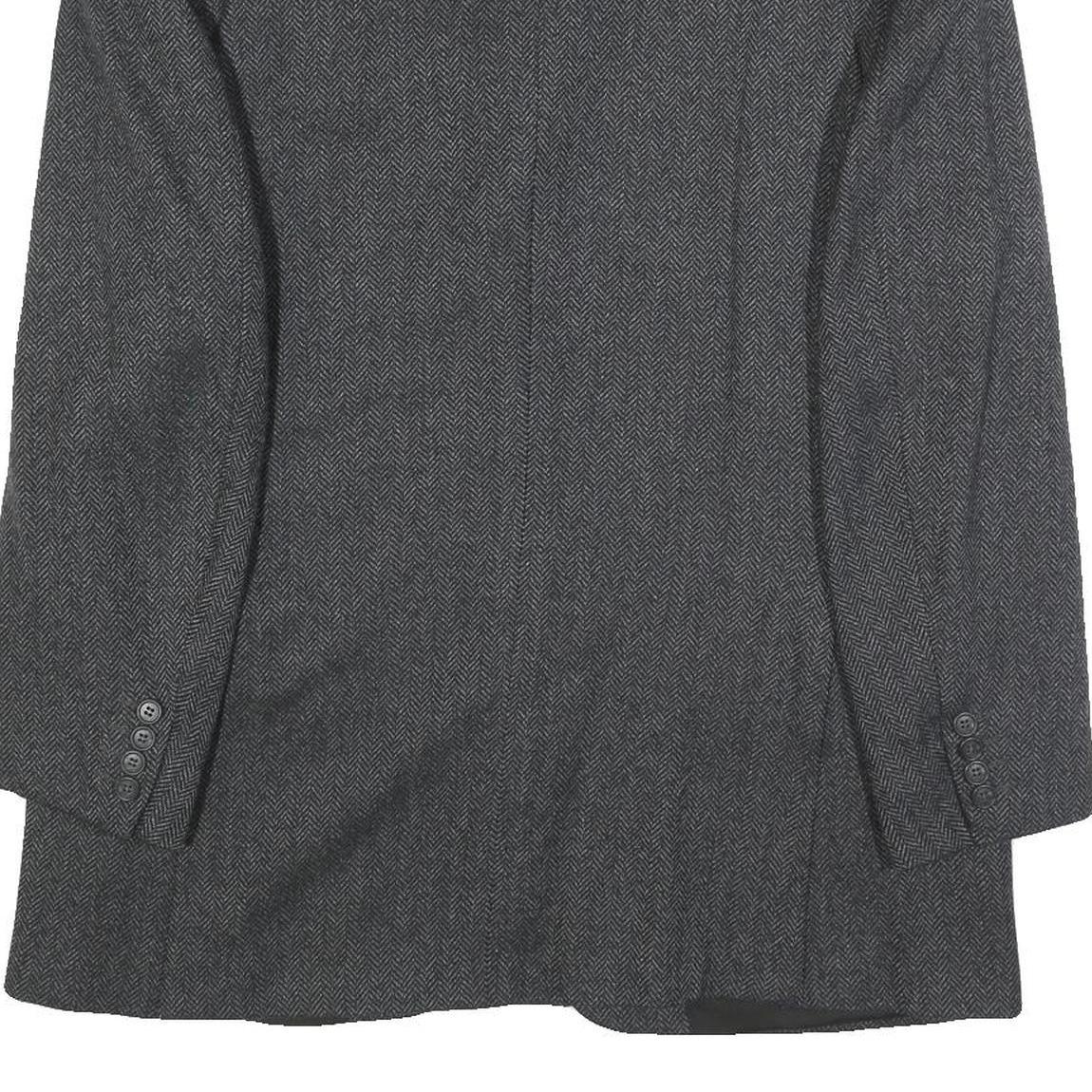 BALLY Mens Grey Herringbone Wool Blend Classic Jacket XL Button Formal Outerwear