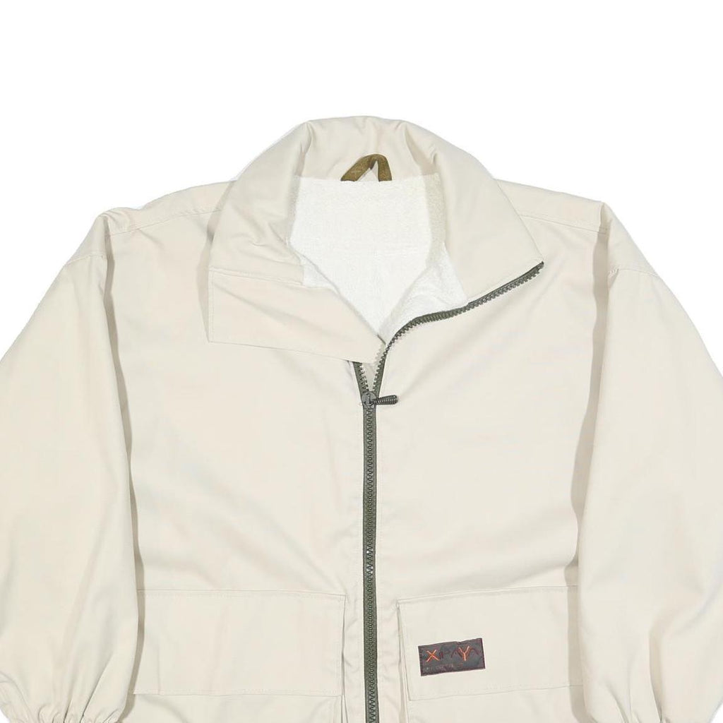 OFF THE LIP Mens Cream Hip Hop Zip Jacket XL Polyester Plain Artistic Print