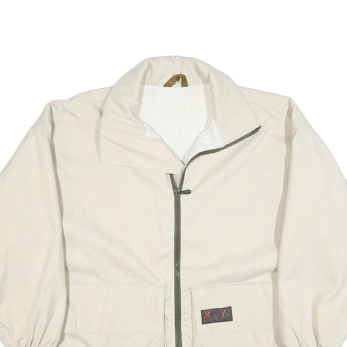 OFF THE LIP Mens Cream Hip Hop Zip Jacket XL Polyester Plain Artistic Print