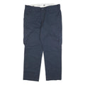 DICKIES Mens Cotton Blend Navy Slim Straight Cargo Trousers W36 L30 Workwear