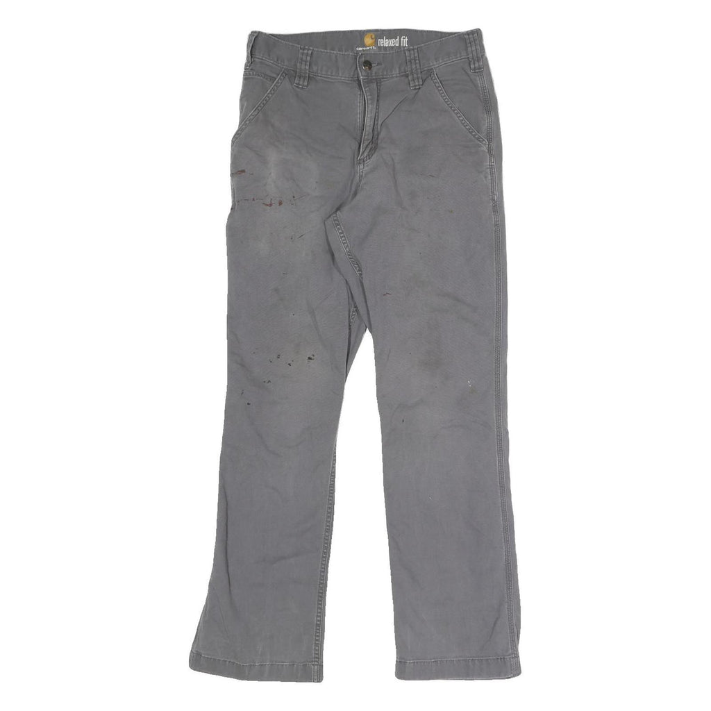CARHARTT Mens Grey Regular Fit Straight Trousers Workwear W30 L29 Cotton Blend
