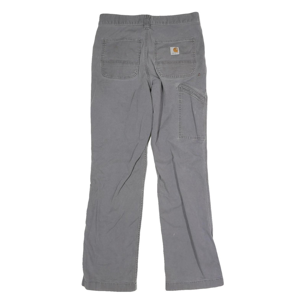 CARHARTT Mens Grey Regular Fit Straight Trousers Workwear W30 L29 Cotton Blend