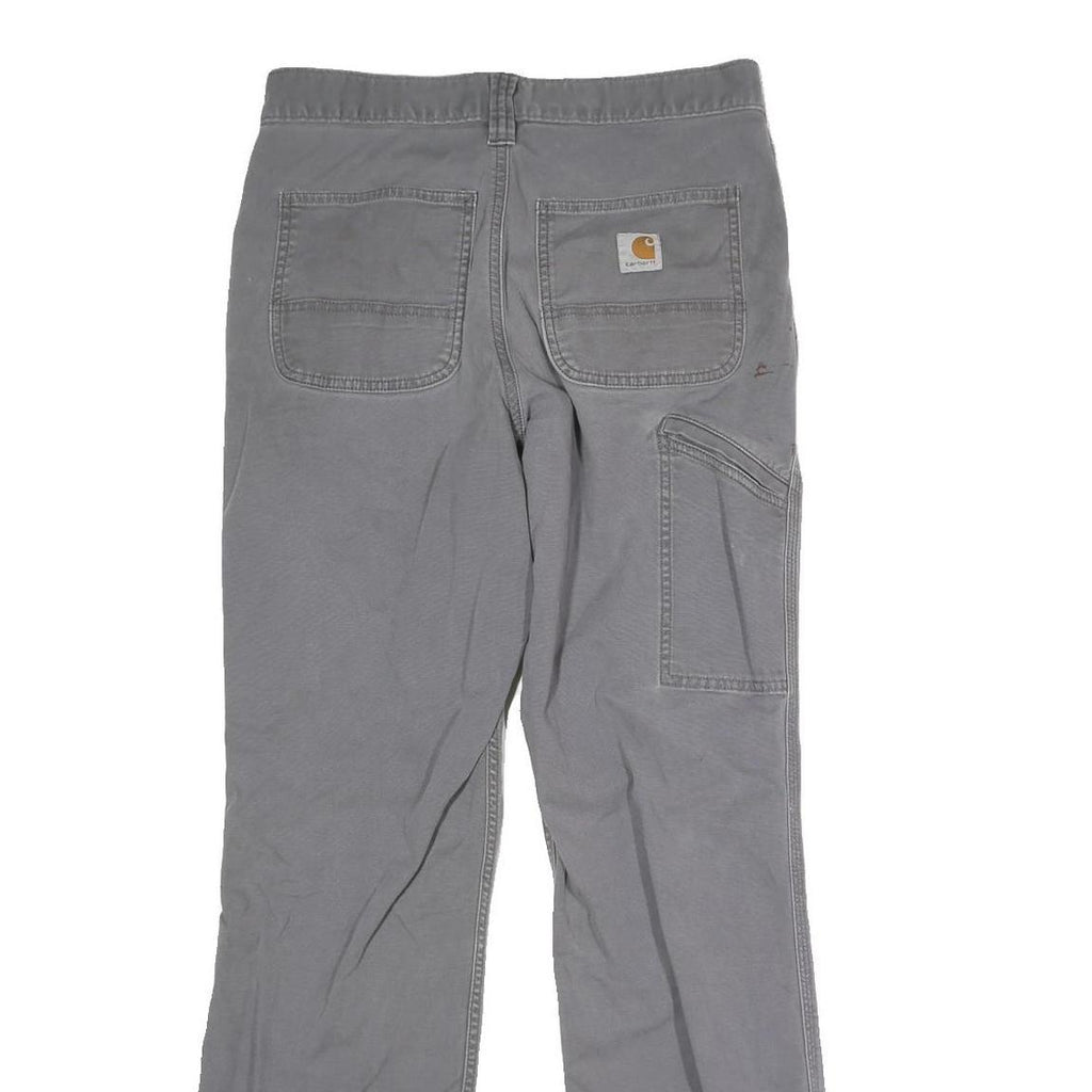 CARHARTT Mens Grey Regular Fit Straight Trousers Workwear W30 L29 Cotton Blend