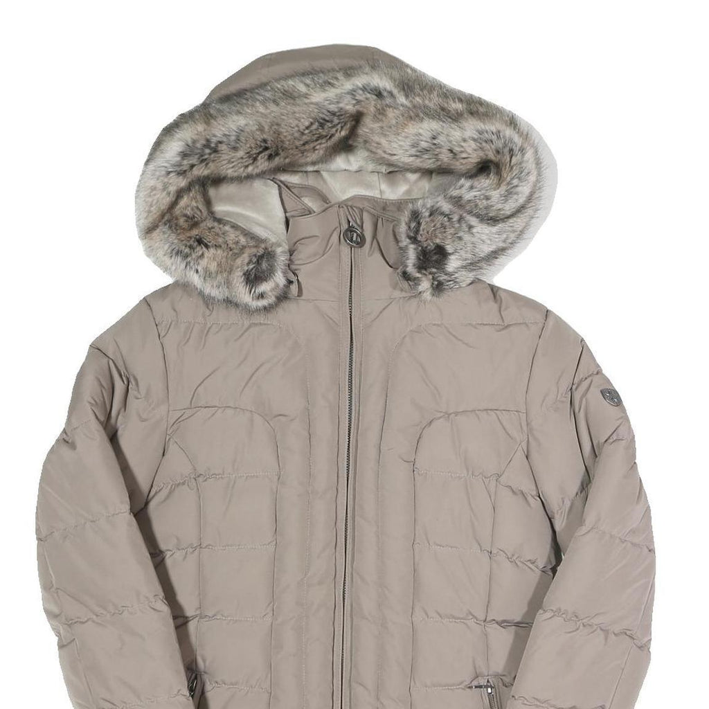 WELLENSTEYN Womens Beige Jacket M Polyester Blend Zip Hooded Plain Winter