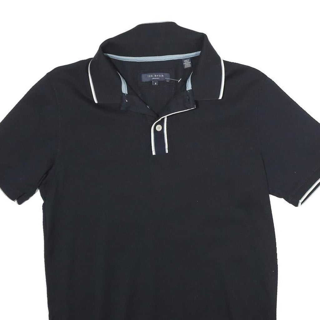 TED BAKER Mens Black Short Sleeve Plain Polo Shirt S Cotton Premium Casual
