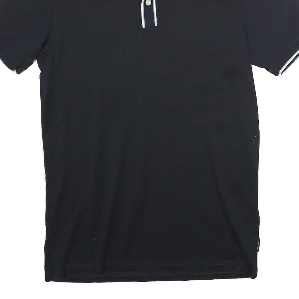 TED BAKER Mens Black Short Sleeve Plain Polo Shirt S Cotton Premium Casual