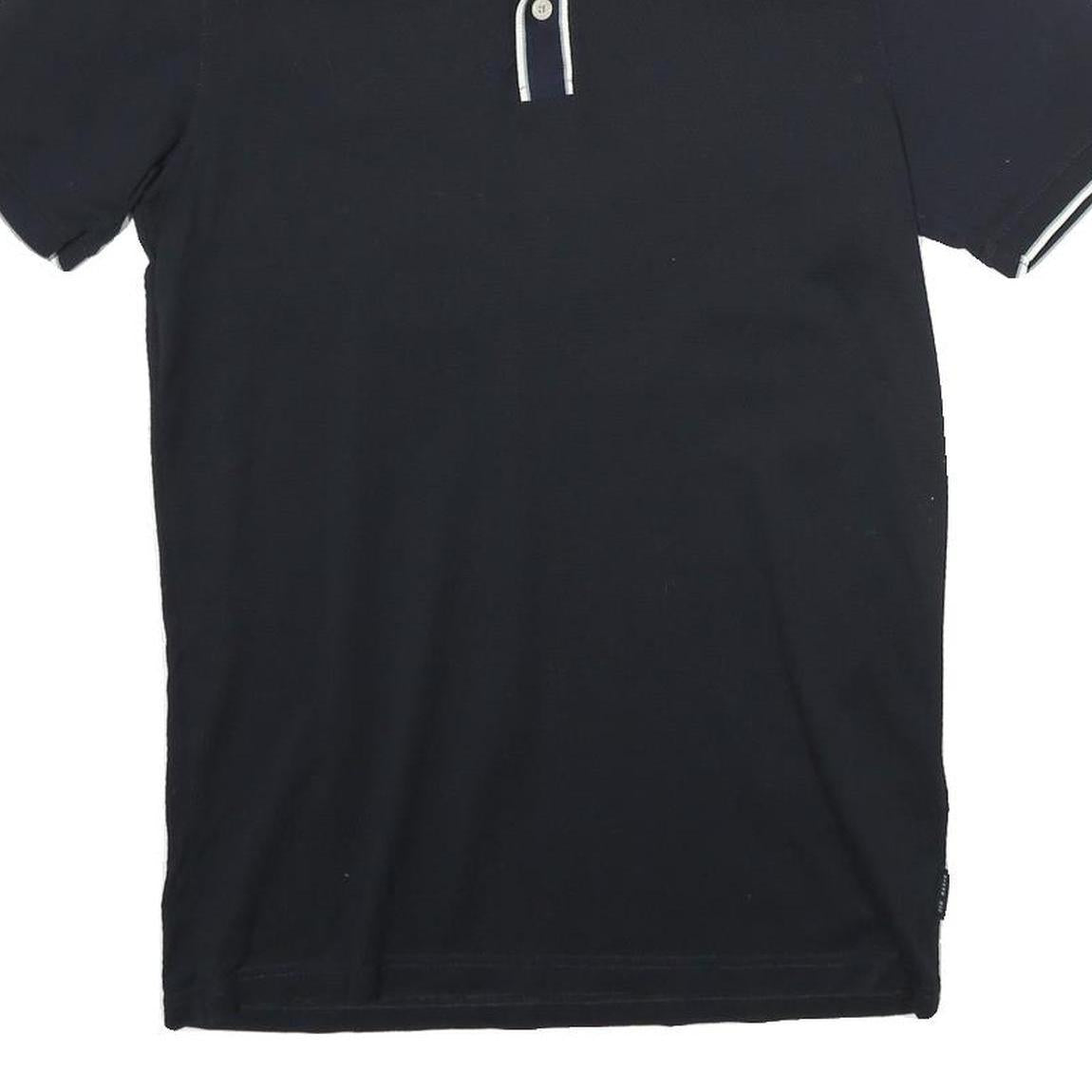 TED BAKER Mens Black Short Sleeve Plain Polo Shirt S Cotton Premium Casual