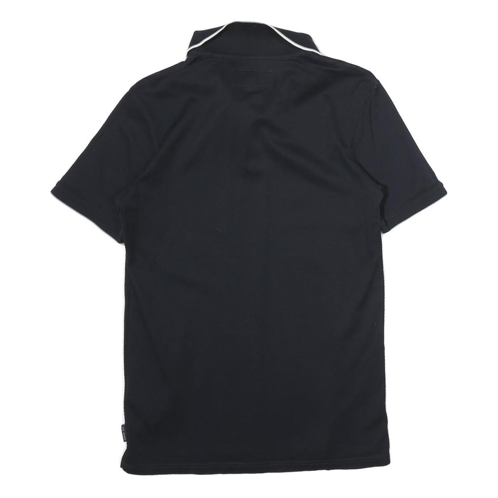 TED BAKER Mens Black Short Sleeve Plain Polo Shirt S Cotton Premium Casual
