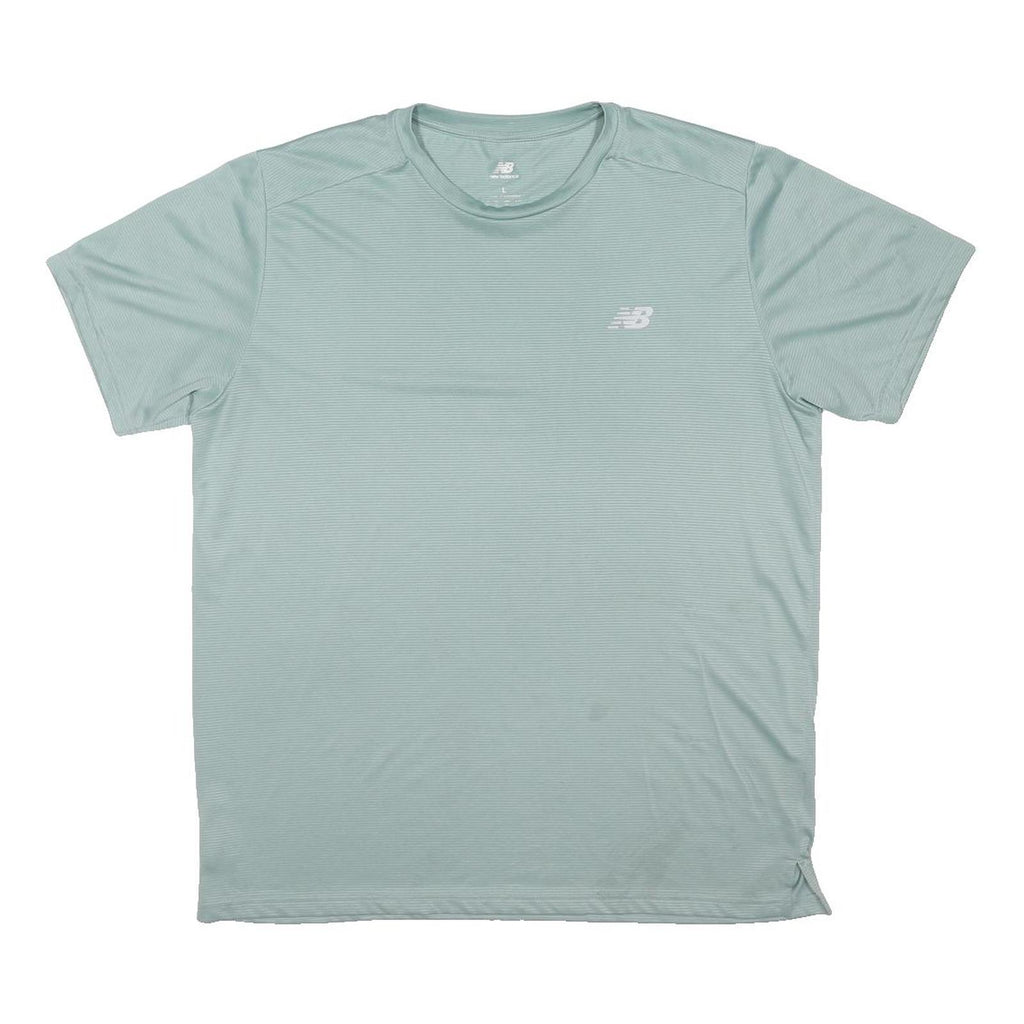 NEW BALANCE Mens Light Green Sports T-Shirt L Short Sleeve Crew Neck Lightweight