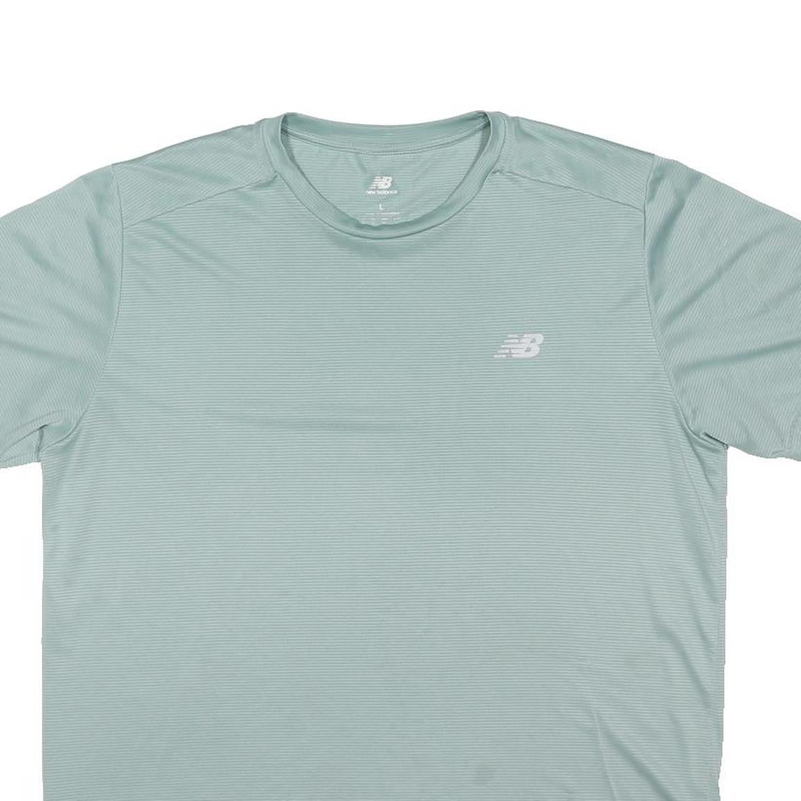 NEW BALANCE Mens Light Green Sports T-Shirt L Short Sleeve Crew Neck Lightweight