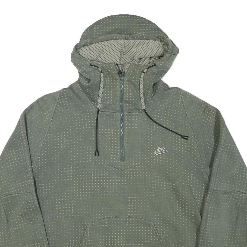 NIKE Mens Green Cotton Blend Pullover Hoodie M Reflective Dots TCC Interclubs