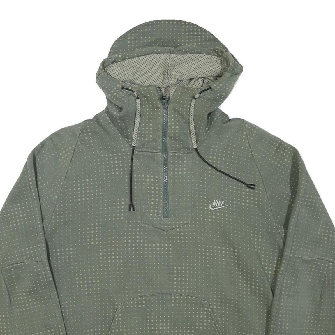 NIKE Mens Green Cotton Blend Pullover Hoodie M Reflective Dots TCC Interclubs