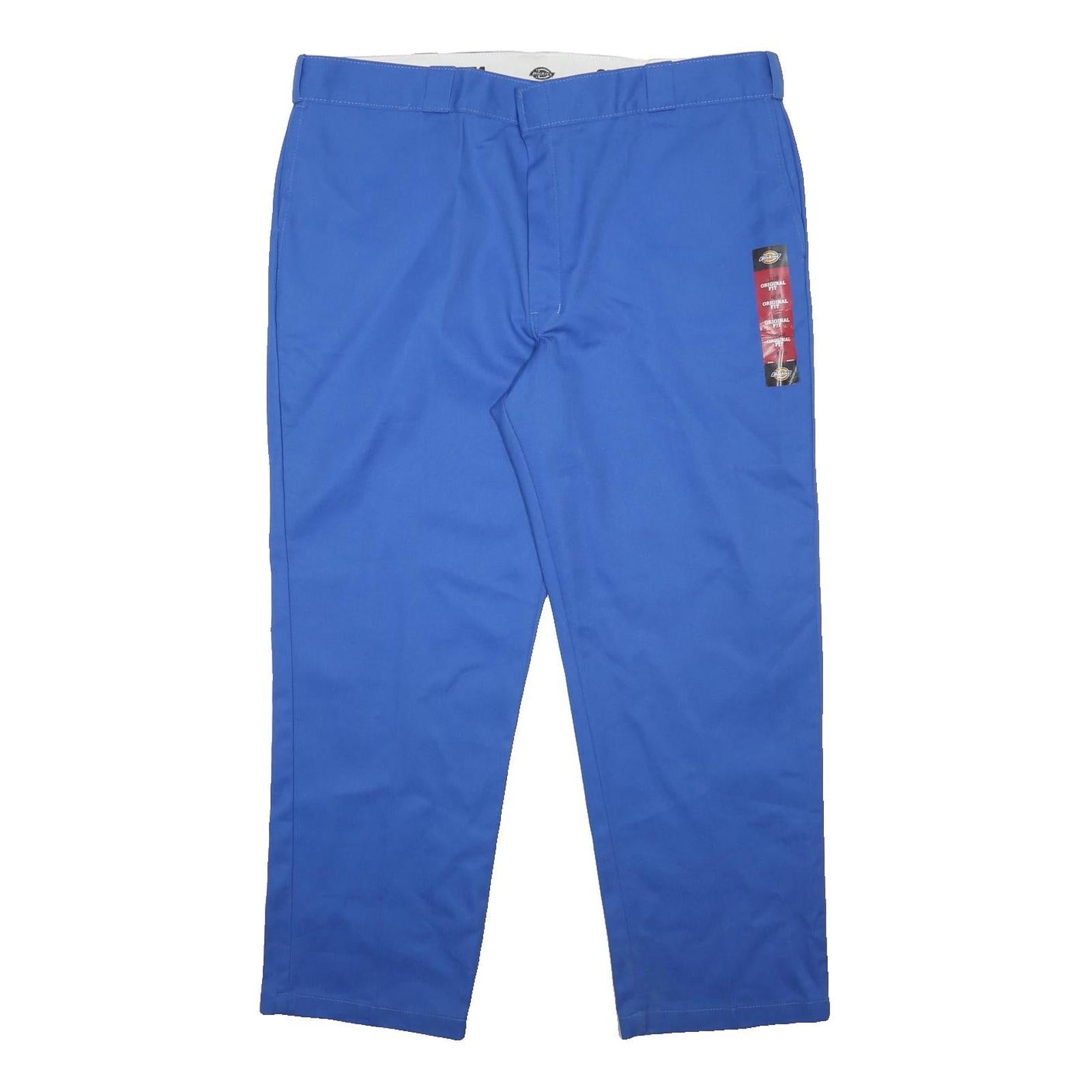 DICKIES Mens Regular Blue Cotton Blend Trousers W44 L30 Zip Closure Workwear
