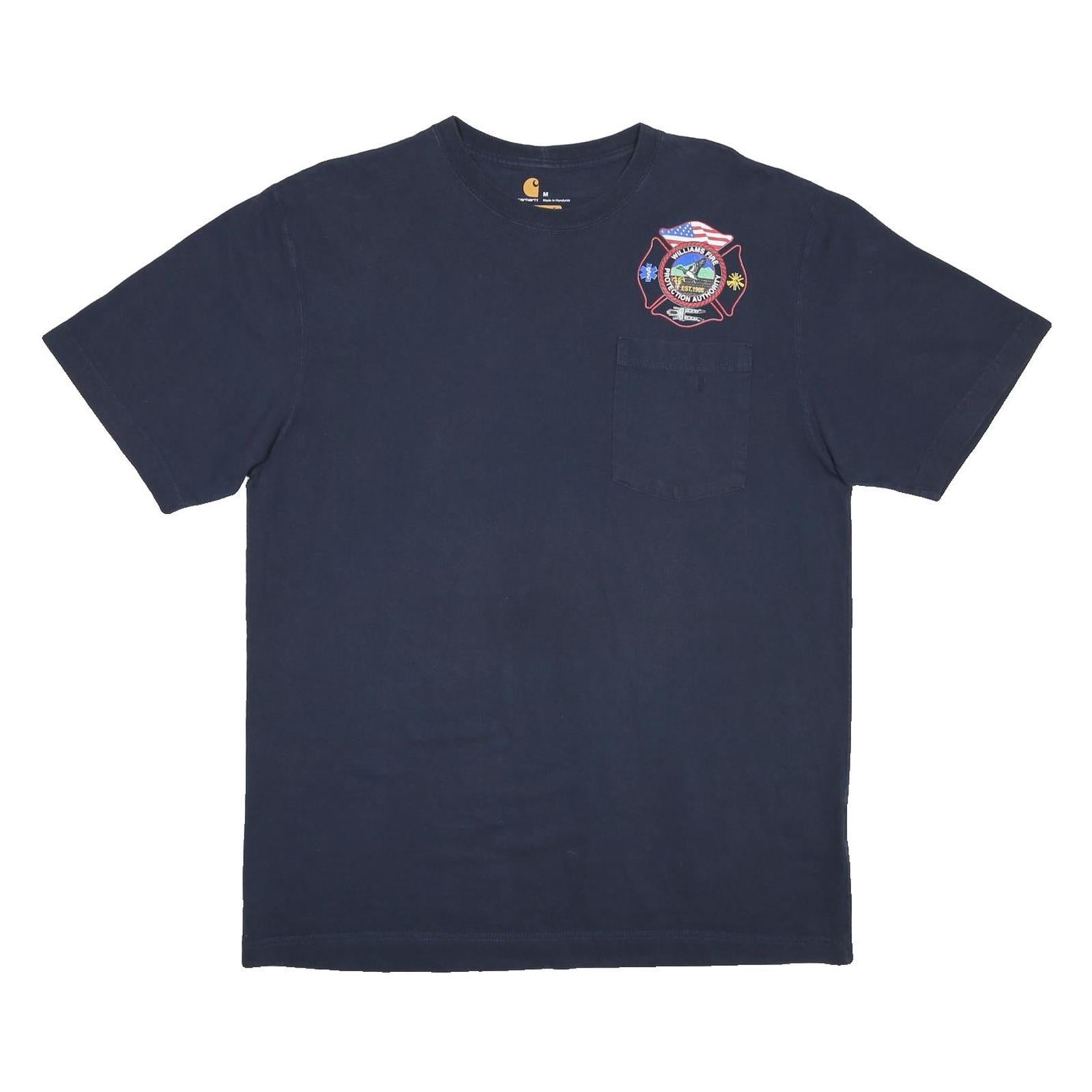 CARHARTT Mens Navy Williams Fire Graphic T-Shirt M Short Sleeve Crew Neck