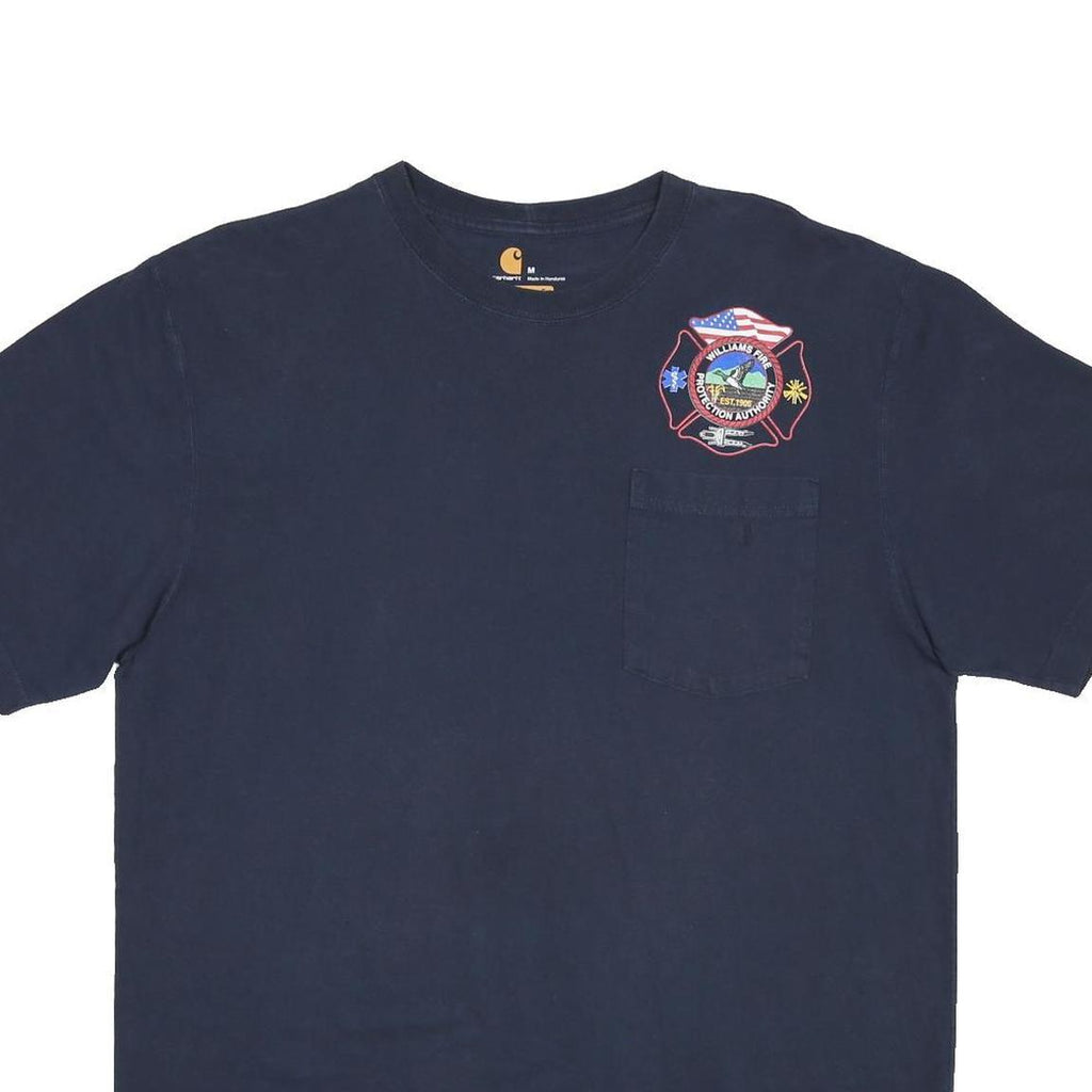 CARHARTT Mens Navy Williams Fire Graphic T-Shirt M Short Sleeve Crew Neck